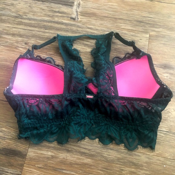Victoria’s Secret PINK Emerald Green Laced Halter Bra - Picture 2 of 3